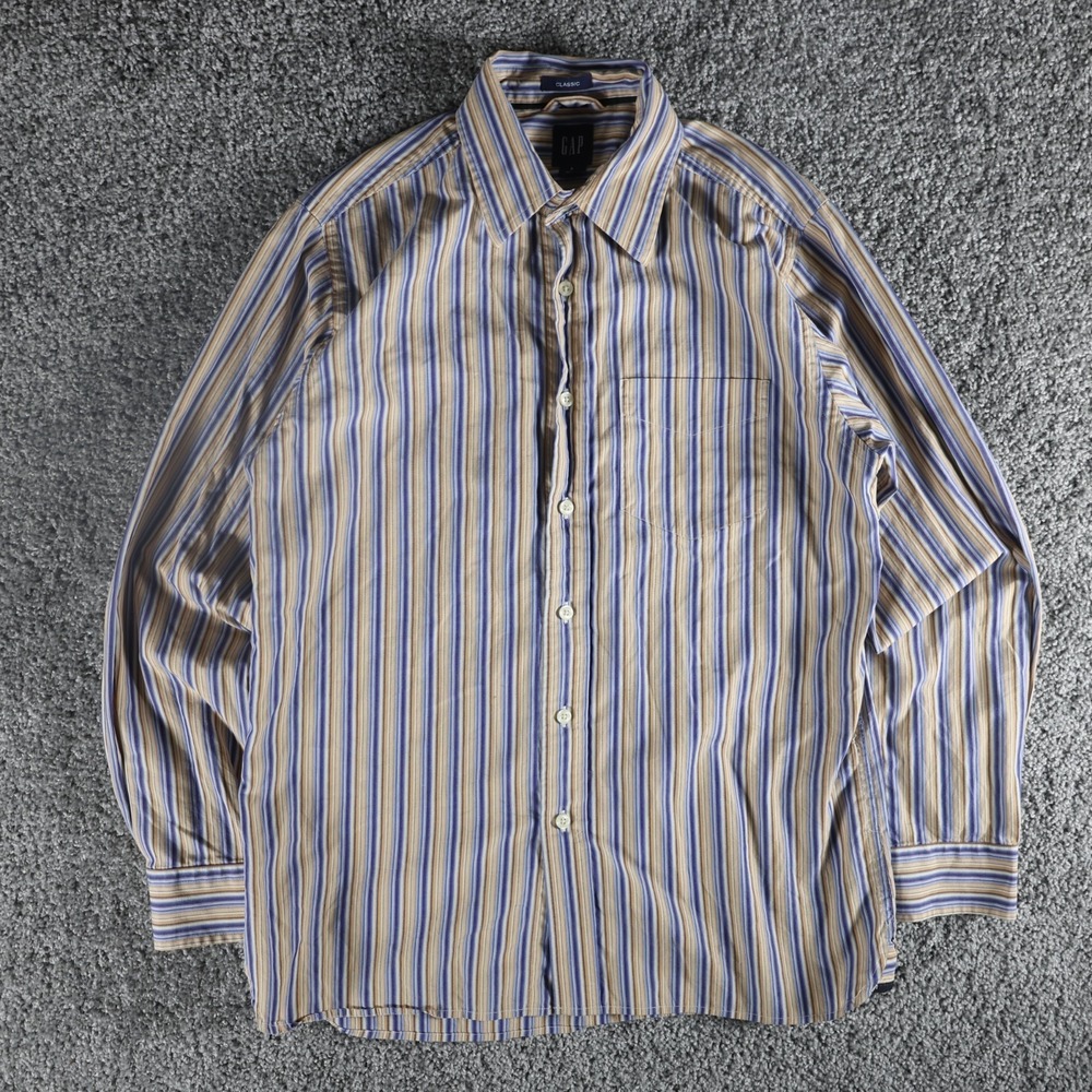 GAP Classic Men's Small Striped Button‎ Up Shirt Long Sleeve Multicolor